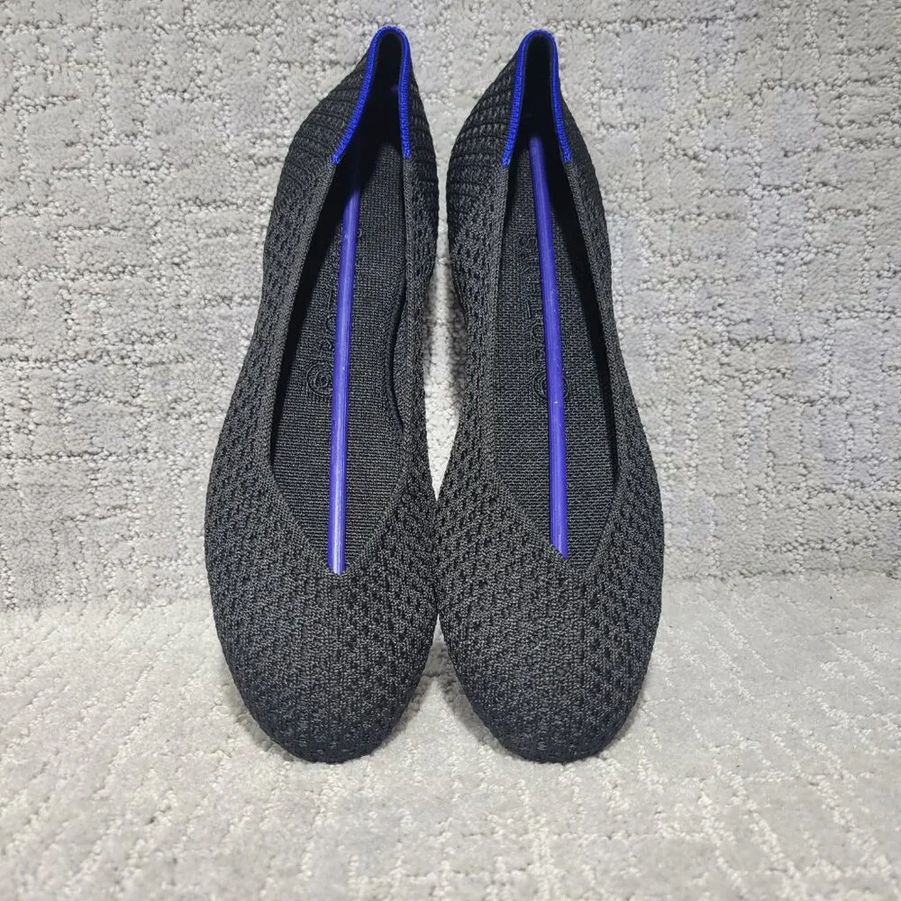 Rothy's The Flat Black Honeycomb Slip On Ballet Shoes Women's Size 8.5, 10 - Picture 1 of 6